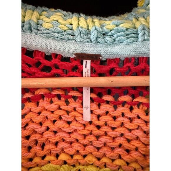 NWOT Free People Beach Market Cardigan Rainbow Loose Chunky Knit Small - Picture 6 of 12